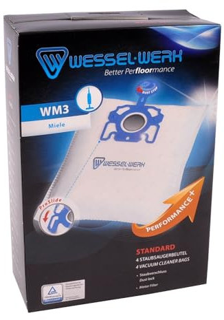 4 x,WM3 = Swirl M52 Staubsaugerbeutel für Miele mit Staubverschluss + Motorfilter