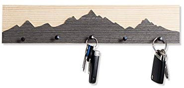 WOODS Schlüsselbrett Altholz mit Berg Motiv | Handgefertigt in Bayern | mehrere Ausführungen zur Auswahl | Schlüsselkasten Schlüsselhalter Schlüsselleiste Schlüsselboard | Motiv 40cm