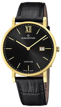 Candino Uhr Für Herren C4726/3 Couple Classic Gold Edelstahl Case SchwarzLeder Band