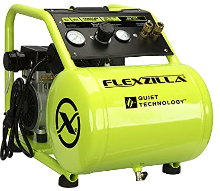 Flexzilla CF10050F Portable Air Compressor with Quiet Technology | 1 HP, 5 Gallon, Industrial Grade Pump | Reduces High Frequency Noise Levels