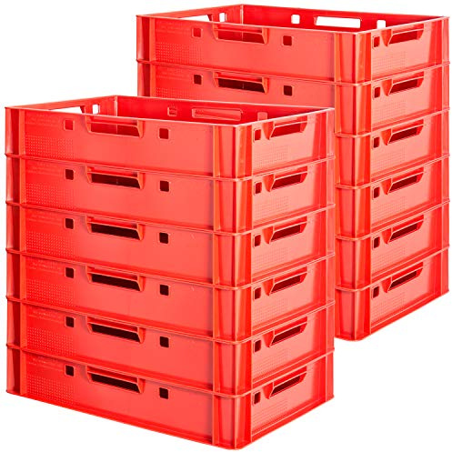 Fleischkiste E1 Fleischkiste Rot Fleischerkiste E1 Fleischkisten E1 Kiste E1 Fleischkiste Eurobox E1 Lebensmittelecht 60 x 40 Metzgerkiste E1 Auswahl Kingpower, Anzahl:12