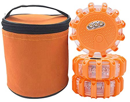 Gyrophare Led à Pile, Accessoires Securite Voiture, Gyrophare Magnetique, éClairage De Secours Multifonction Voyant D'Avertissement Gyrophare, Pour Voitures, VéLos, Camping-Cars, Camions (Orange, 3)