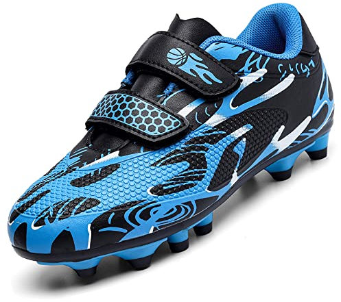 Unitysow Zapatos de Fútbol Niño Calzado Profesional Entrenamiento Deporte Zapatillas de Fútbol Tacos de Fútbol,Azul,38 EU
