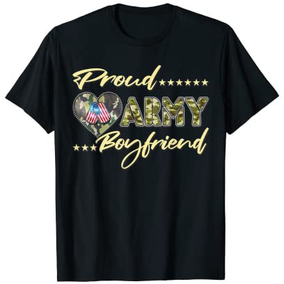Herren Proud Army Boyfriend – Camo US-Flagge Erkennungsmarken Militär Liebhaber T-Shirt