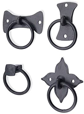 Infinity Decor Black Wrought Iron Ring Cabinet Pull Handles for CUPBOARDS Closet Drawer Doors (4 Style) (Vertical Butterfly Shape)