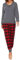 Mnemo Pyjama Femme Ensemble Pyjama a Carreaux Pyjama Coton Femme Carreaux Pyjama Femme Coton Manches Longues, Grille Rouge et Noire, M