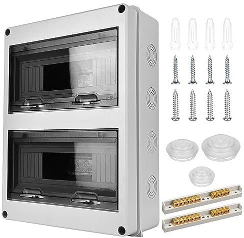 Quadro Elettrico Esterno, Scatola Elettrica da Esterno, Quadro Elettrico Interno di Distribuzione con 2 File, Quadro Elettrico 24 Moduli Impermeabile IP65, Scatola Elettrica da Parete per Giardino