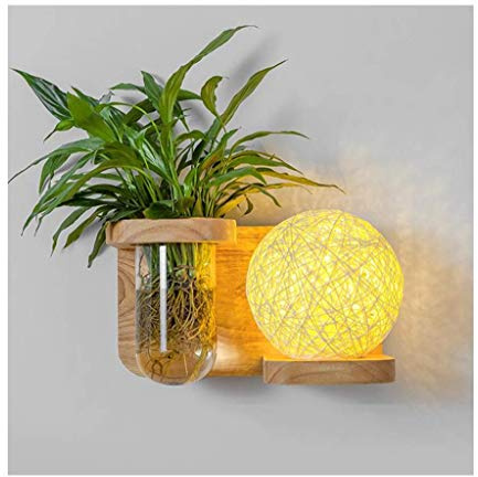 Applique Murale LED Bois Art Chambre Restaurant Café Fleuriste - Applique Murale Plante Hydroponique (Edition : B)