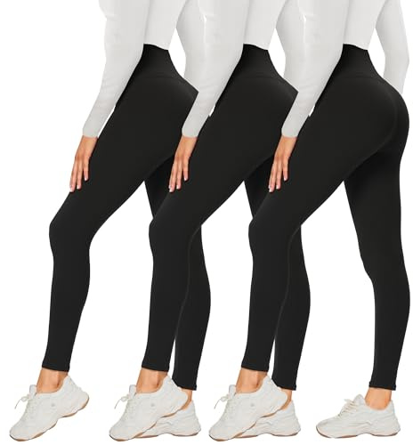 DDOBB 3 Pack Leggings for Women High Waisted Black Leggings for Yoga