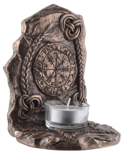 Wikinger Kompass Vegvisir als Teelicht - bronziert by Veronese