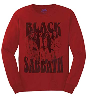 Black Sabbath T Shirt Band and Logo Official Unisex Red Long Sleeve S