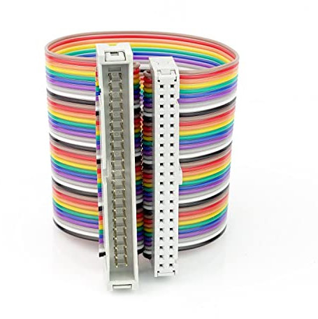 BerryBase GPIO Adapter-Kabel 40 Pin Male to Female 15cm, 40-poliges Regenbogen-Flachbandkabel Verlängerungskabel mit Stecker und Buchse für Raspberry Pi, Board-Steckbrett, Computerzubehör