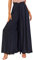 Odizli Hosenrock Damen Lang Boho Blume Chiffon Weite Hose Palazzo Schlaghose High Waist Culotte Baggy Strandhose Leicht Sommerhose Locker Flare Marlenehose Haremshose Freizeithose Schwarz XXL