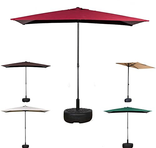 ESCOLL Höhenverstellbarer Sonnenschirm Kleiner Balkonschirm Mit Halbrund Ständer, 5 Rippen Marktschirm Wandschirm Sonnenschutz Halbsonnenschirm 1 Stück (Color : Rot)