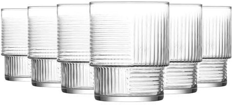 LAV 6X 325ml Helen Whiskygläser Stapeln - Glas Schneiden Whiskey Rum Wodka Gin Scotch EIS Altmodisch Cocktail Trinken Becher Geschenkset
