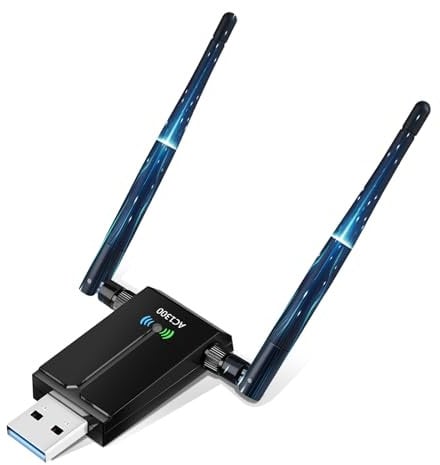 USB Wifi Adapter Dongle for PC - 1300Mbps Wifi Dongle, 3.0 USB Wifi Adapter, 5dBi Dual Band 2.4GHz/5GHz High Gain Antenna Wireless Adapter, Support Windows 11/10/8/7/Vista/XP, Mac OS, 6B29