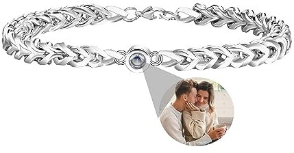 Nergaebe Benutzerdefinierte Armbänder mit Bildern im Inneren, personalisierte Fotoprojektionsarmbänder, Kreisbildarmband, personalisierte Fotos für Frauen/Männer/Familie/Paar/Freunde/Haustier