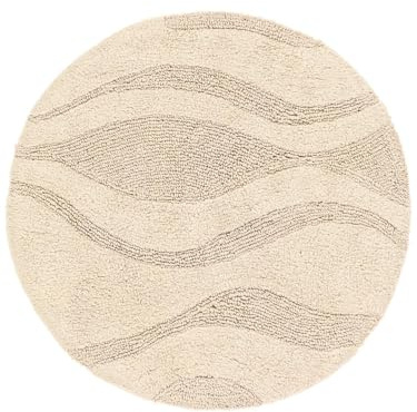 RugVista Breeze Badematte, Rund, Ø 90 cm, Cremeweiß Beige | Moderne, Niedriger Stapel, Maschinenwäsche, Oeko-Tex 100, Rutschfest, Badezimmer