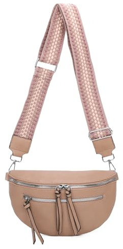 ITALYSHOP24 Damen Tasche Umhängetasche Brusttasche Muster Gürtel Bauchtasche Crossbody Gürteltasche Hüfttasche Crossover Bodybag Schultertasche Handytasche Leder Optik Rosa S