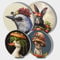 Cute Animals Rabbit and Duck Round Metal Hob Covers Set of 4 Stove Cooker Hob Covers for Cookers Gas Stove Protector Cookware Accessories Modern Cooktop Decor