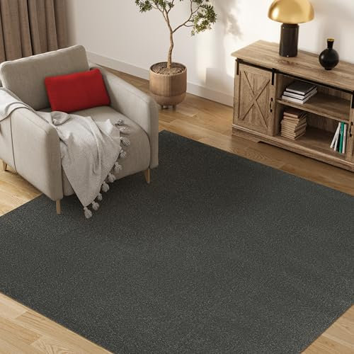 TAPISO Mono Quadrat Teppich Kurzflor Indoor Outdoor UV-beständig Dunkelgrau Einfarbig Wohnzimmer Schlafzimmer Kinderzimmer Modern ÖKO-TEX 120 x 120 cm