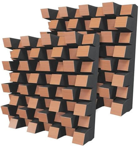 Akustik-Diffusor, 2D-Unterschied, Reflexion, Diffusion, Absorption, Schalldämmung, Wandkunst-Panel, Farbplatten: Kirsche, Sirius (150 mm), 2 Stück
