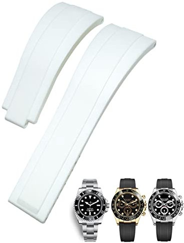 EKSIL 20 mm 21 mm Gummi-Armband für Rolex Daytona Submariner GMT Yacht-Master OYSTERFLEX Silikonband Faltschließe Armbänder, 21 mm, Kunststoff, Achat