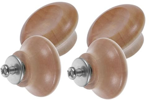 PRETYZOOM Deckelgriff Holzknöpfe 4 Stück Ersatzgriffe für Topfdeckel Hitzebeständig Leicht zu Montieren Sicherer Griff für Pfannen und Kochtopfdeckel