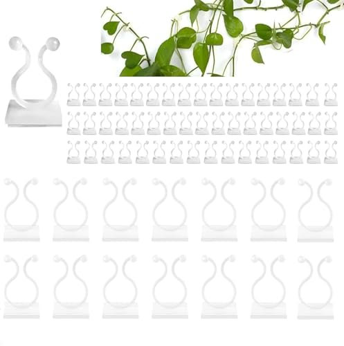 MJFENDAI 150 Stück Pflanzenclips Wand, Unsichtbare Kletterpflanzen Clips, Wand Pflanzen Wandhalterung für Pflanzen Sicherung Unterstützt, Selbstklebende Befestigungsklammern (Weiß)