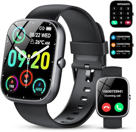 CASCHO Montre Connectée Homme avec Appel Bluetooth,Montre Connectée Femme 1.91 HD,Montre Connectee Sport Etanche IP68,100+ Sportifs, Moniteur de Sommeil Tension, Montre Podometre pour Android iOS