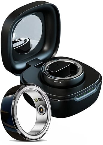 Smart Ring Fitness Tracker Ring Smartringe für Herren Damen Smartring Fitnessring Schrittzähler Fitnesstracker Android IOS Sport Schwarz Größe 20
