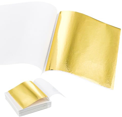 VFANDV 200 Blatt Blattgold Imitation Blattgold, Imitation Blattgold Goldpapier zum Basteln Blattgold Imitation für Basteln DIY Crafting Nägel Holz Möbel Dekoration Kunstprojekt Handwerk (8 * 8cm)