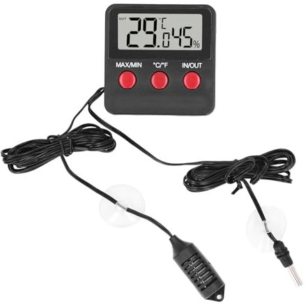 OKJHFD Mini-Temperatur- und Feuchtigkeitsmessgerät mit 2 Sonden, digitaler Hygrometer-Temperaturmonitor für Inkubatoren, Brutapparate, Reptilienbecken, Aquarien