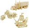 Georgie Porgy Hölzerne 3D Puzzle Sammlung Puzzle Modell Kit Baukasten Holzhandwerk Kinder Puzzle Pädagogisches Spielzeug DIY Geschenk Packung 3 (Piratenschiff LKW Motorrad)