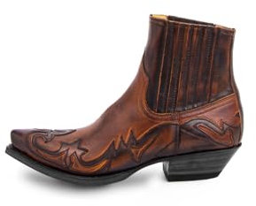 LVTFIYQX Cowboystiefel für Damen und Herren mit Absatz und verlängerter Spitze Herren Western Stiefeletten Cowboy Motorradstiefel,Braun,42 EU