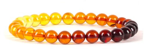 Cherry Tree Collection - Small, Medium, Large Sizes - Gemstone Beaded Bracelets For Women and Men - 6mm Round Beads (Ombre Amber - Medium)