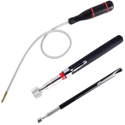 Iman Telescopico Recogedor Magnético Telescópico: 3 Piezas Herramientas de Recogida Iman Flexible - Recogedor Magnético Para Recoger Tornillos y Tuercas y Otros Objetos Metálicos (1.5LB 3LB 5LB)