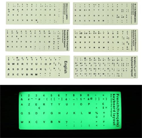 Pegatinas luminosas para teclado, letras negras, fluorescentes, pegatinas de repuesto para ordenador, portátil, teclados de escritorio (español)