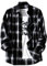 Mens Casual Checkered Shirt with Pockets - Long Sleeve, Color Block, Soft Cardigan