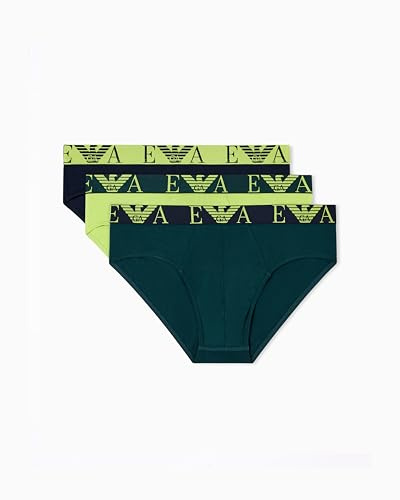 Emporio Armani Man's Bold Monogram 3-Pack Brief Blue L