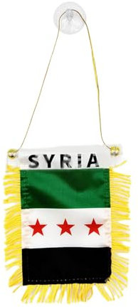 Qsvbeeqj Doppelseitiges Syrien Hängende Flaggen 8x12 cm Mit Quasten Für Auto Und Heimdekoration Syrische Iran Irak Kleine Wimpelbanner