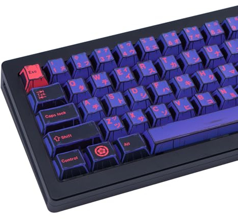 GEKUCAP PBT Black Purple Keycaps, Japanese Manga Theme Keyboard Keycaps | Cherry Profile Dye Sublimation Custom Keycaps Set 130 Keys for 75% TKL Cherry MX Switches Mechanical Keyboard