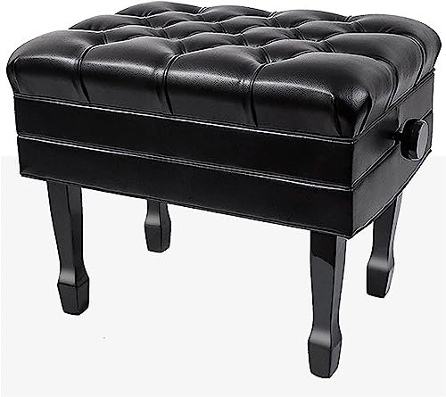 Klavierhocker für Familienbankette, Frisiertischhocker, Deluxe-Klavierbank mit automatischer Hebefunktion, gepolsterter Klavierhocker aus echtem Leder mit Notenfach, versteckter Hebestruktur