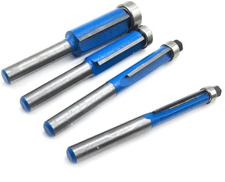 4 Pcs 1/4 Inch Router Bit Set Shank Flush Trim Pattern Bit Set Woodworking Milling Cutter Shank Flush Trim Router Bit Set with Bearing