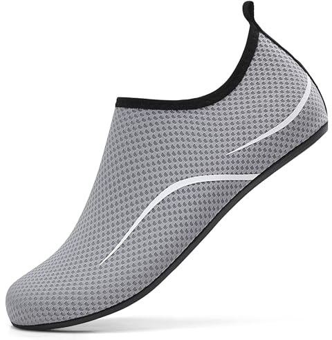gitzing Water Shoes for Women Men Beach Quick-Dry Swim Aqua Socks Breathable Barefoot Shoes for Beach Surfing Driving Pool Yoga Travel(Grey,40 EU/6.5 UK)