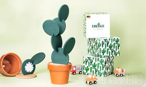 DIY-Untersetzer-Set mit Aufbewahrungsschale, 6 Untersetzer aus Eva und Eiche, Dekorative Tischskulptur