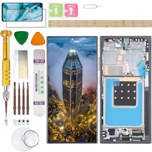 Gadget Troops Kit de remplacement d'écran LCD (sans empreinte digitale) pour Samsung Galaxy S24 Ultra 5G SM-S928B/DS, S928B, S928U, S928U1, S928W, S928N, S9280, S928E (Noir)