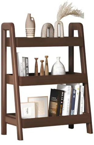 Wooden Ladder Bookshelf Storage Rack, Open Shelf Nightstand for Living Room, Office, Bedroom