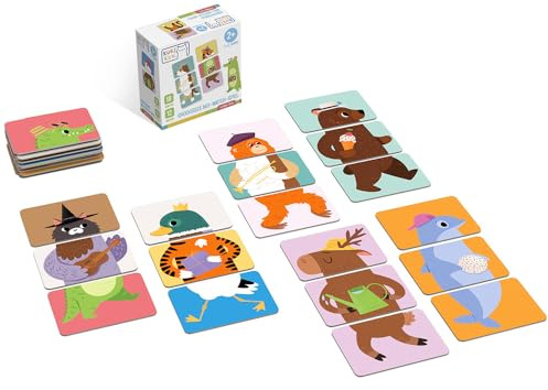 KukiKuk Mix-Match Spiel Lustige Tiere – Lernspiel für Kinder ab 2 Jahren – Fördert Kreativität & Sprachentwicklung – Große Karten leicht zu greifen – Geschenkidee für kleine Tierfreunde