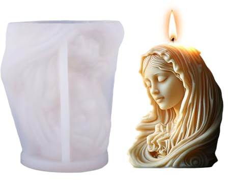 Silikonform Religiöse, 3D Silikon Kerzenform Jungfrau Maria/Jesus, Epoxidharz Formen Gießform für Heimdekoration und DIY-Kerzenherstellung, Kuchendekoration, Seife